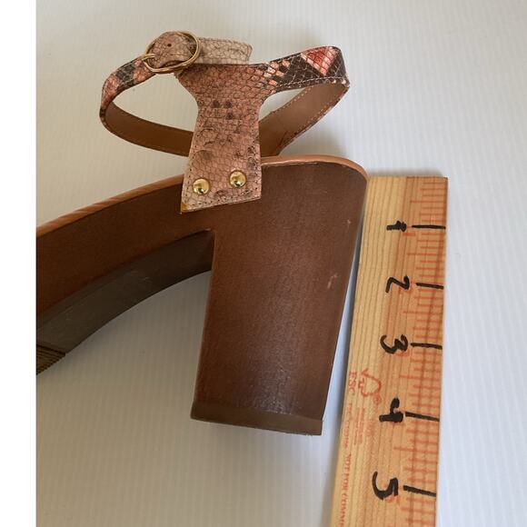 Celia Women's Platform Block Heels Brown Python Retro Sandals Animal Print 10 - Picture 7 of 13